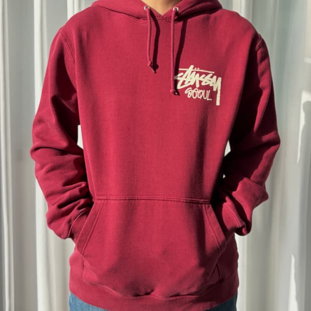 [L]스투시 STUSSY 일본판 SEOUL 버건디 후드티