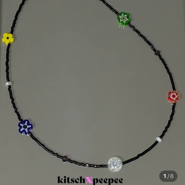 키치앤피피 블랙 베네치아 비즈 목걸이