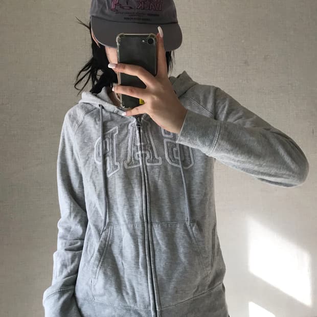 갭 그레이 후드집업