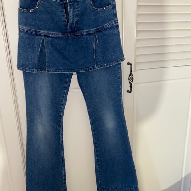 레이어드 팬츠 갸루깔 치마바지 부츠컷 빈티지