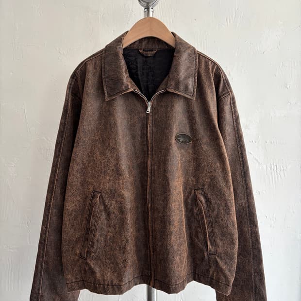 Stussy 스투시 코티드 코튼 클럽 자켓 다크 브라운 컬러