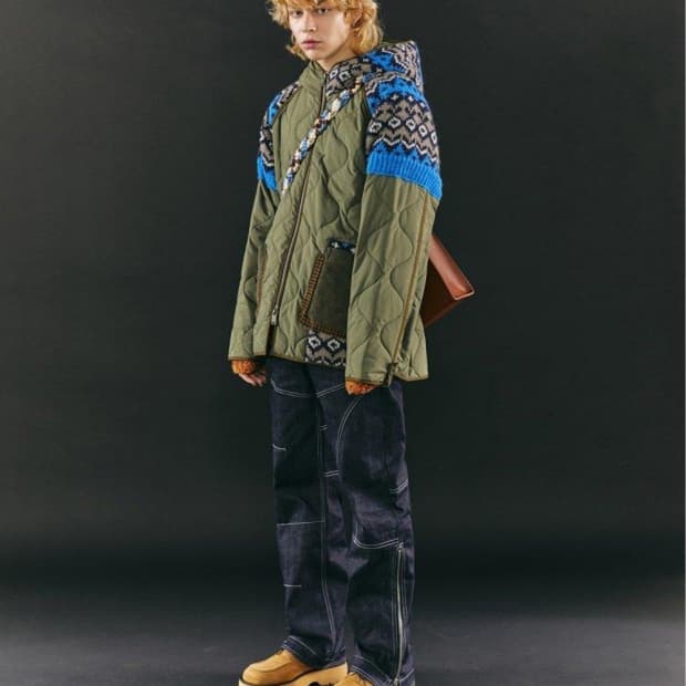 앤더슨벨 니트 패치 퀼티드 자켓