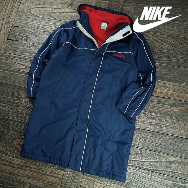 [나이키] 빅로고 후드 롱 바람막이 코트 돕바 네이비 M19736