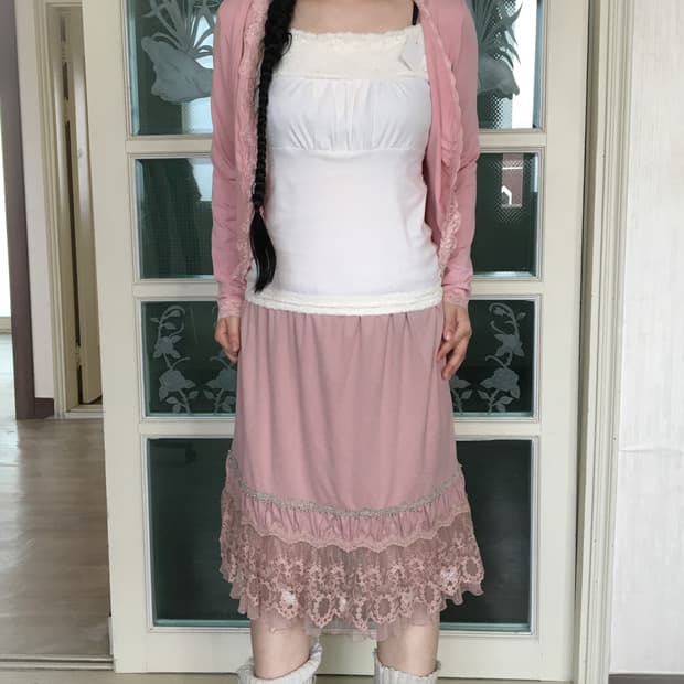 Lace trimming open cardigan