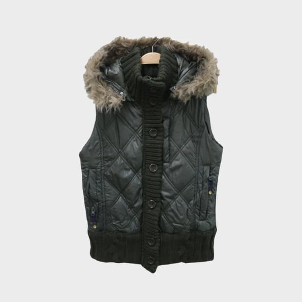 RAPUA 카키 울 니트 혼방 패딩 베스트 61065