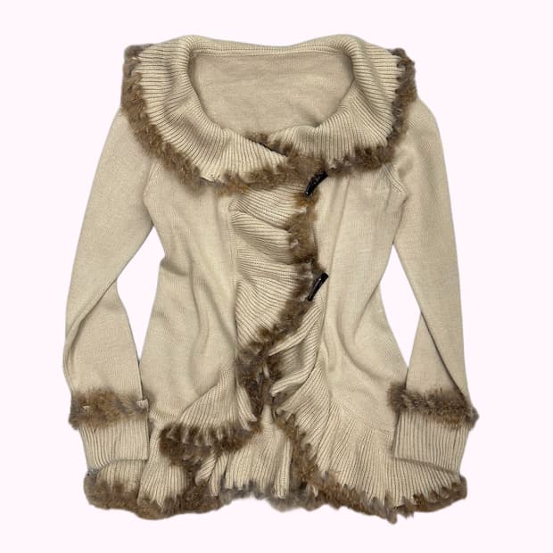 fur treaming showl cardigan