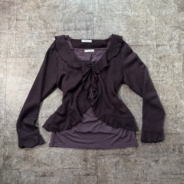 로사체리 러플 디테일 가디건 슬리브리스 2pcs SET