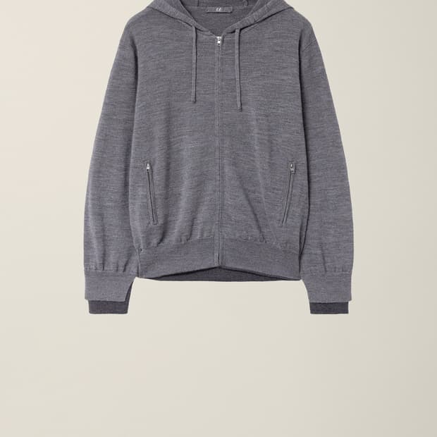 ee 레이어드 니트 후드집업, grey M