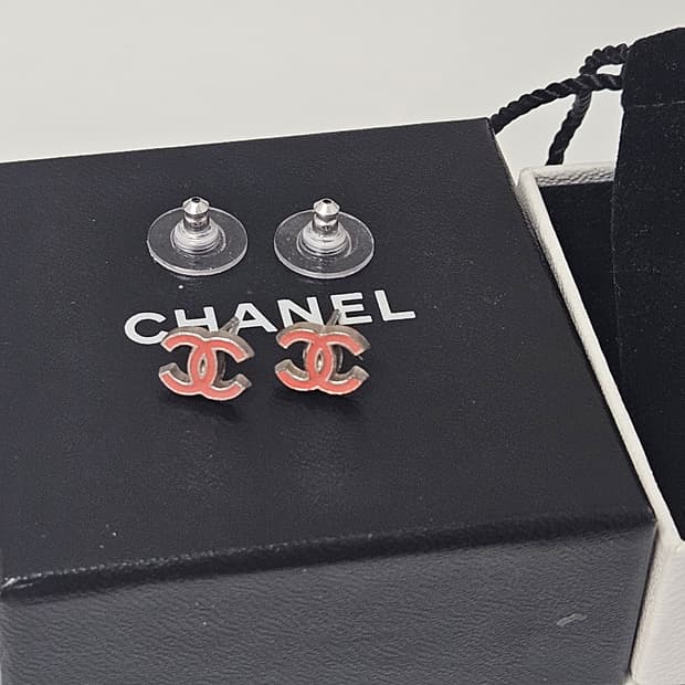 샤넬 CC 로고 빈티지 코랄핑크 귀걸이 [정품/풀박스]