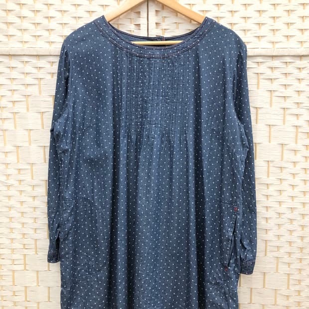 도트 블루 블라우스