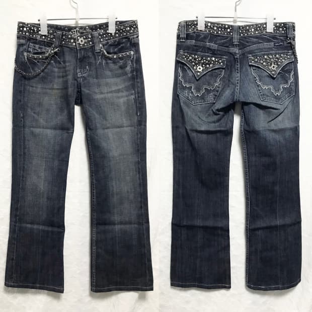 빈티지 miss me 00s y2k 핀터깔 스터드 로우라이즈 데님 팬츠