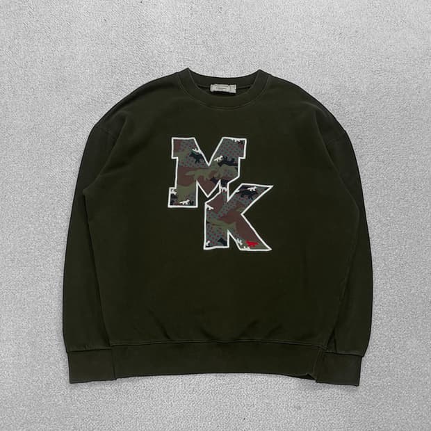 메종키츠네 MK 로고 크루넥 맨투맨 카키