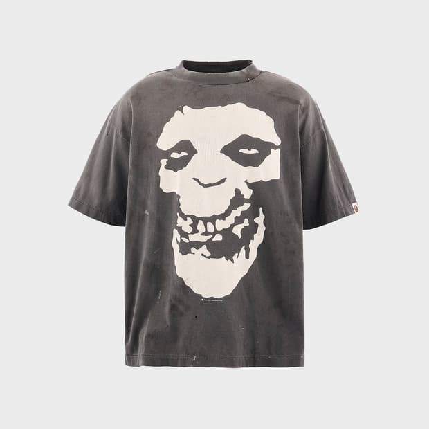 [새상품/L] 세인트미카엘 x 베이프 스컬 해골 반팔티셔츠