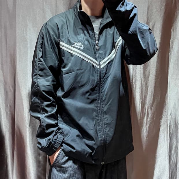 XXL 나이키 NIKE 스우시 사선라인 차콜 나일론 자켓