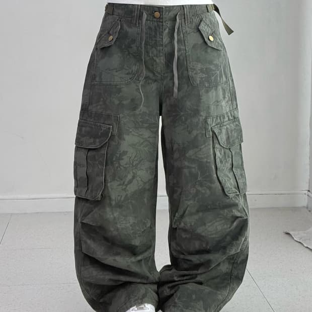 빈티지 카키 트리 카고팬츠
