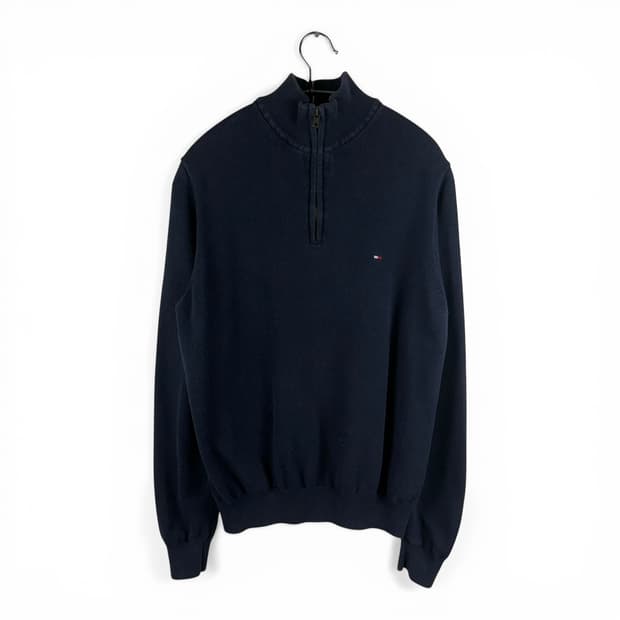 S) 타미힐피거 하프집 니트 네이비