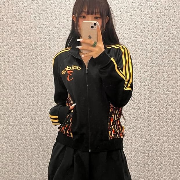 아디다스 스트릿 펑크 픽셀 그래픽 패턴 져지 집업 95 C10732