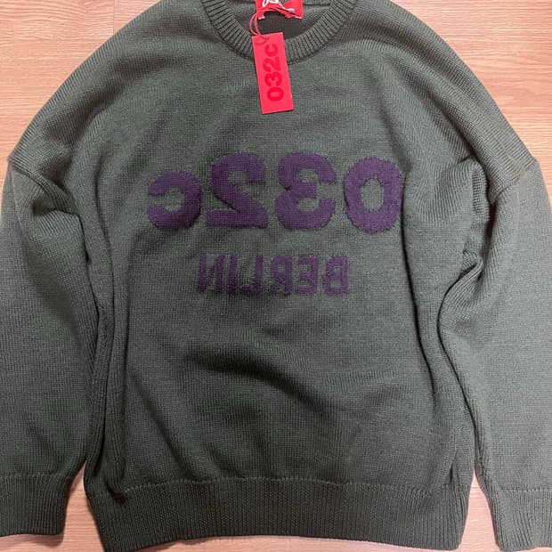 032c 오버핏 니트 스웨터 올리브 카키 L