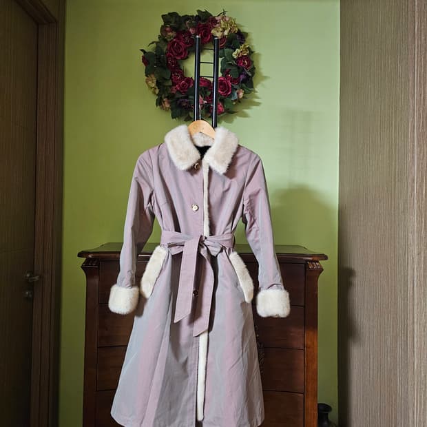 천연 밍크배색 코트