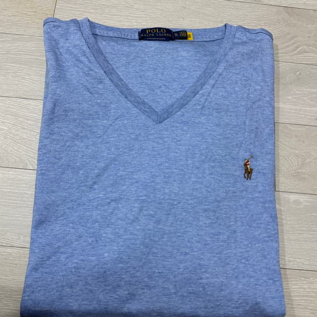 폴로 QR코드 멀티포니 브이넥 티셔츠 XL