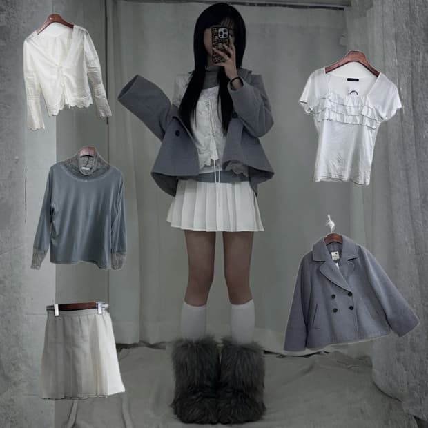 스카이블루 화이트 페미닌 페어리 코디세트 