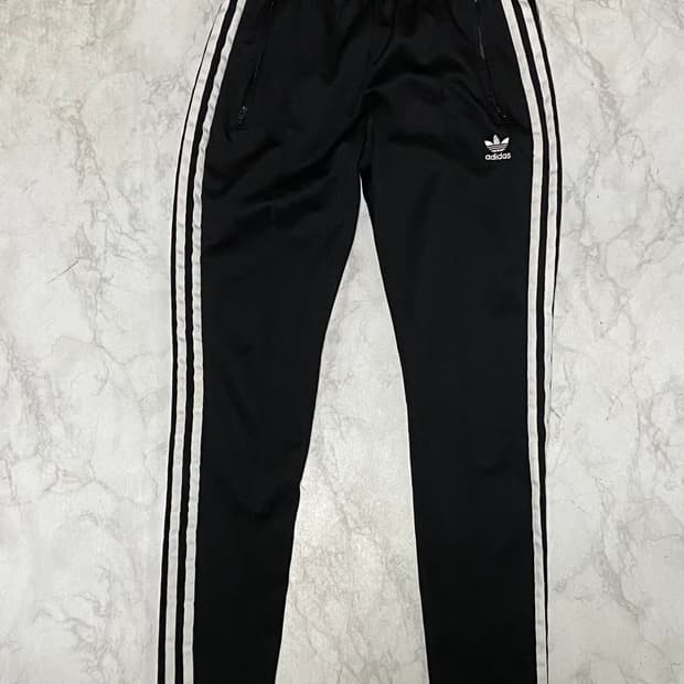 아디다스 삼선 트랙 팬츠 블랙 여성 26인치 밴딩