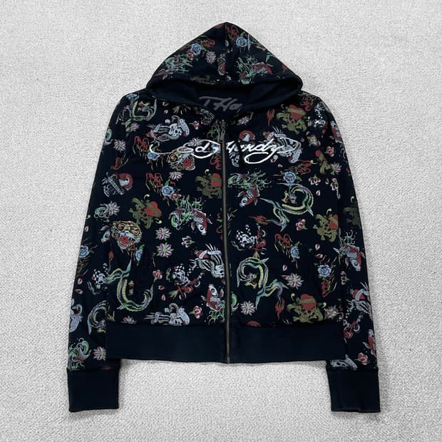 에드하디 Ed Hardy 리버시블 패턴 후드집업