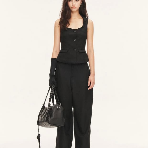 쓰리타임즈 muse stripe vest trouser 세트 