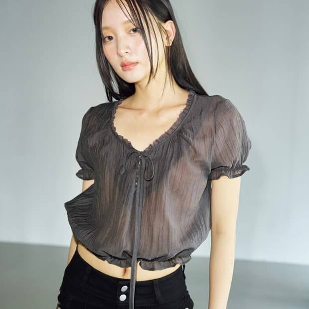 헬레네 파리스 크리즈 시스루 썸머 셔츠 [차콜]