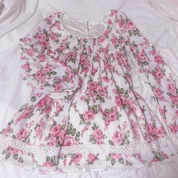 리즈리사 플로럴 플라워 미니 원피스 히메갸루 로걀 빈티지 히메카지