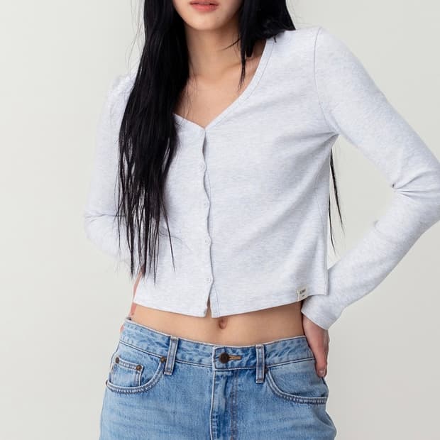 G CLASSIC V-NECK CARDIGAN WHITE MELANGE
