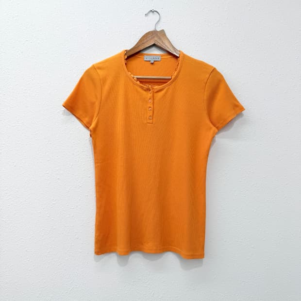 빈티지 LILLAND 오렌지 레이스 반팔티