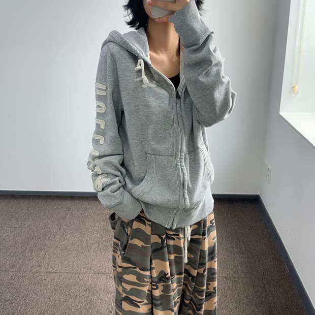 Hollister 홀리스터 사이드로고 그레이 후드집업