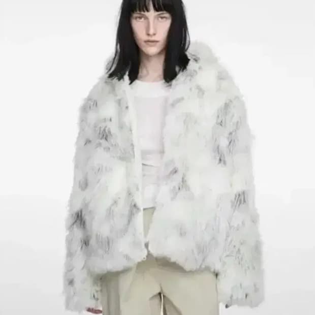 Nache 나체 리버시블 후디 폭스 퍼자켓 크림 0size