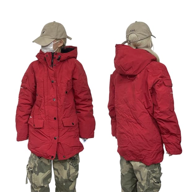 칼하트 레드 후드 패딩 파카 야상 점퍼 S