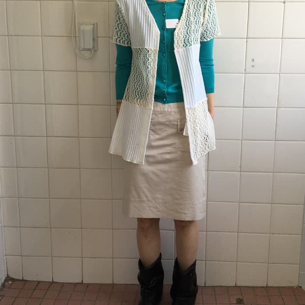 Crochet patch point open knit cardigan