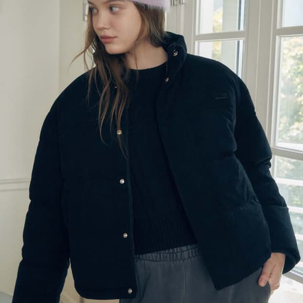 게스 남여공용 코듀로이 패딩