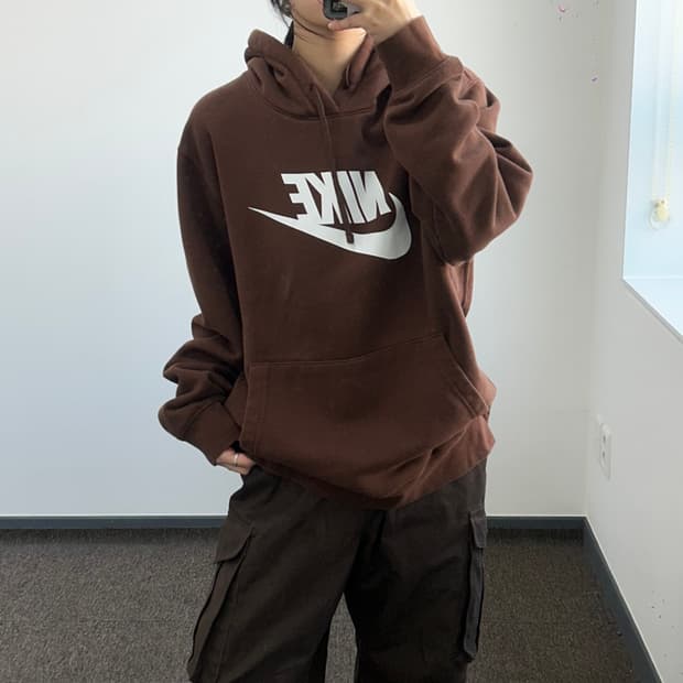 Nike 나이키 빅로고 브라운 후드티