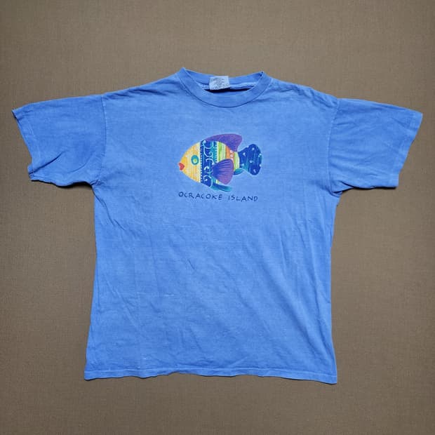90s Ocracoke Island Fish Graphic T-shirt