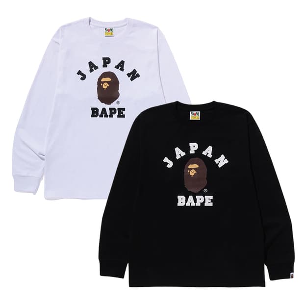 베이프 재팬 컬리지 시티 롱슬리브 티셔츠 25FW - 화이트, 블랙