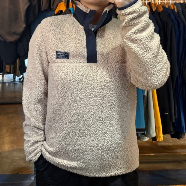 아베크롬비 베이지 플리스 반집업