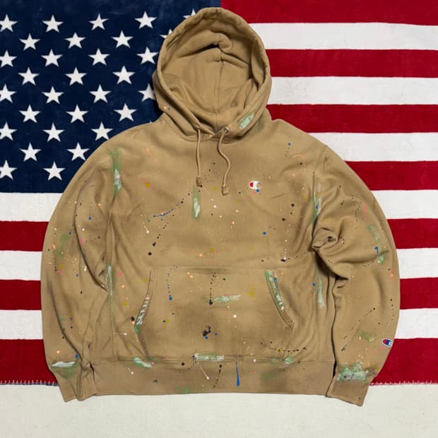챔피온후드티 빈티지페인팅커스텀  champion reverse weave