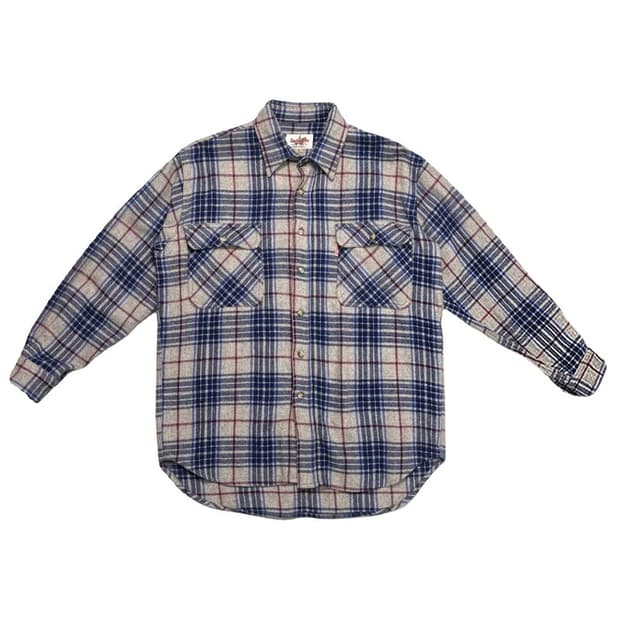 BUDWEISER 폴란넬 체크 셔츠 베이지 네이비 L
