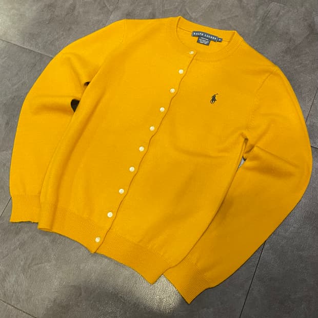 [IM] polo 폴로랄프로렌 꽈배기 머스타드 가디건 니트