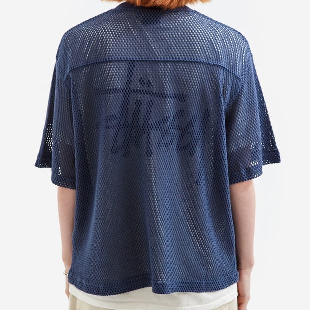 XL) 스투시 메쉬 저지 크루 네이비 반팔 티셔츠 새제품
