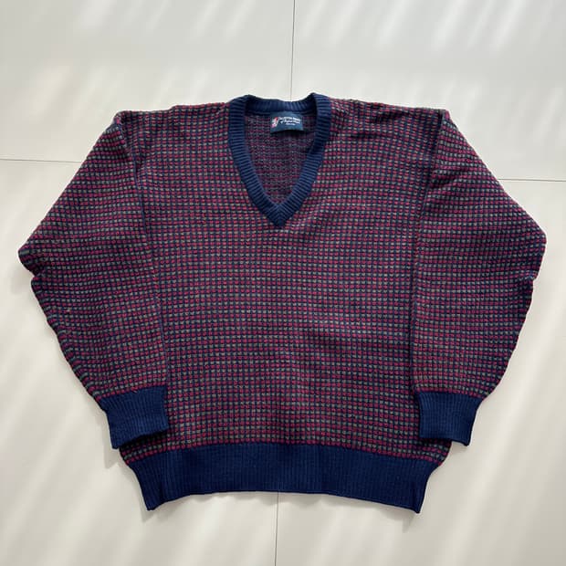 90년대 (영국생산)오스틴리드 퓨어울 빈티지 패턴 니트 M