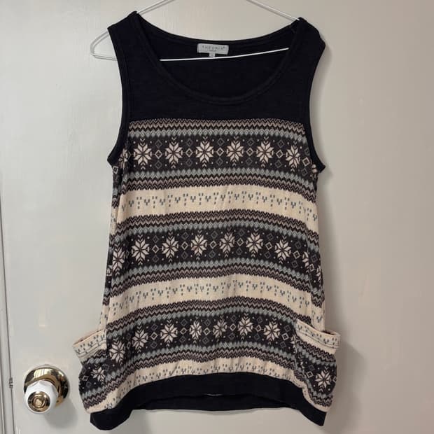 빈티지 모리걸 눈꽃 패턴 니트 베스트