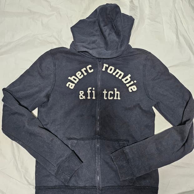 아베크롬비 아치 자수로고 핀터깔 y2k 후드집업 블랙 M