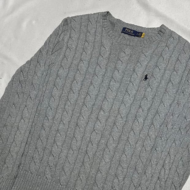 L 폴로랄프로렌 그레이 케이블니트