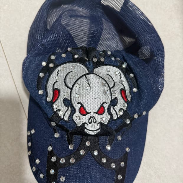 에드하디 큐빅 캡모자 데님 해골 펑크 